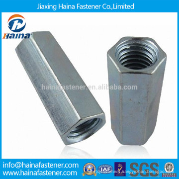 China supplier zinc plated hex long thread rod coupling nut